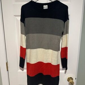 Blue Rain Women's Striped Sweater - Black, Gray, Cream, Red